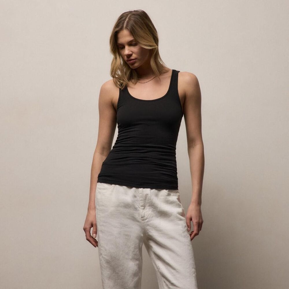James Perse Black Long Jersey Tank Top XS 0 Made USA Quiet Luxury